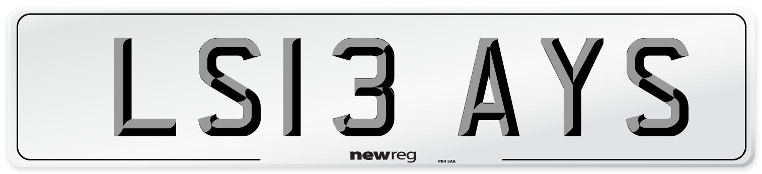 LS13 AYS Number Plate from New Reg